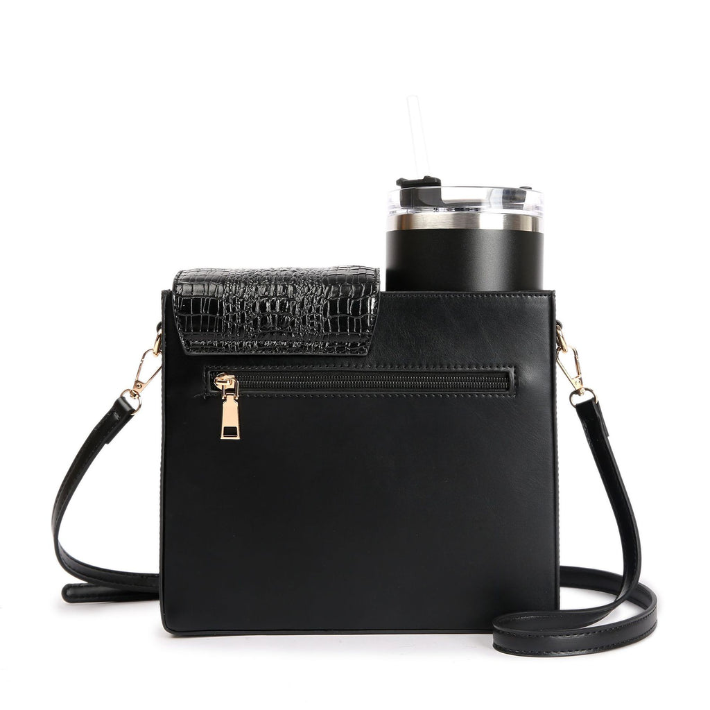 Cross-border hot sale, crocodile pattern outdoor portable water cup bag, high-end gift box, large-capacity thermostatic cup, shoulder messenger bag.