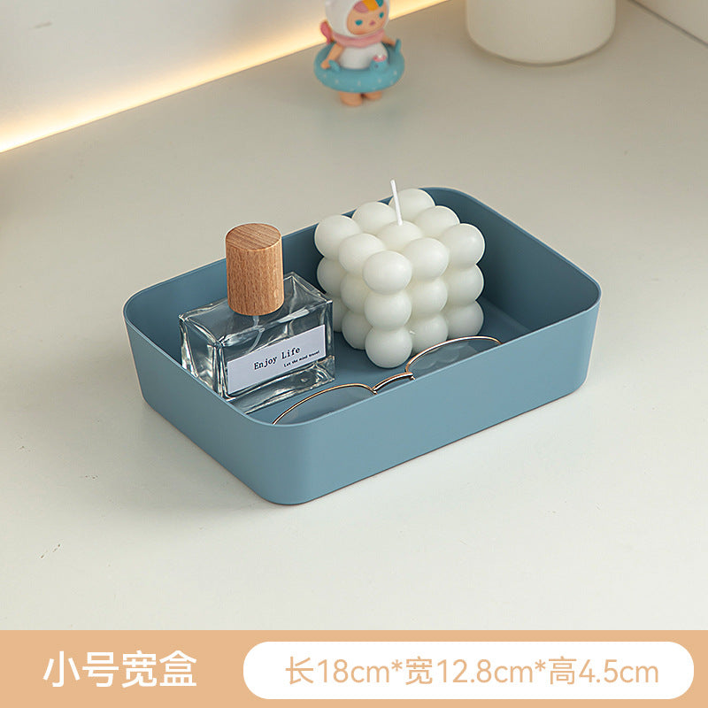 Entry entrance storage box Square plastic box Desktop uncovered earphone key Perfume finishing storage box can be stacked