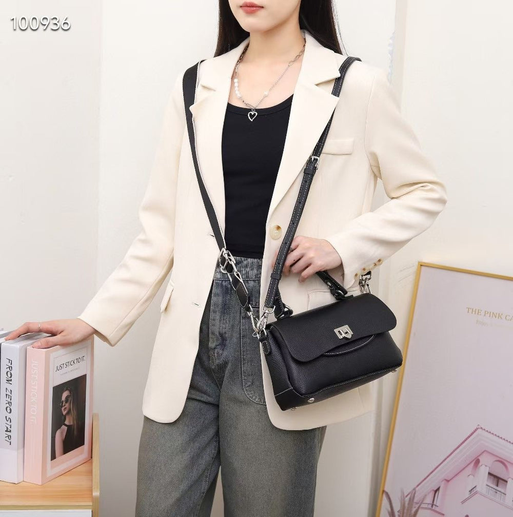 Top-grain leather women's 2024 fall/winter new arrival handbag, genuine leather women's bag, shoulder bag, crossbody bag, large capacity