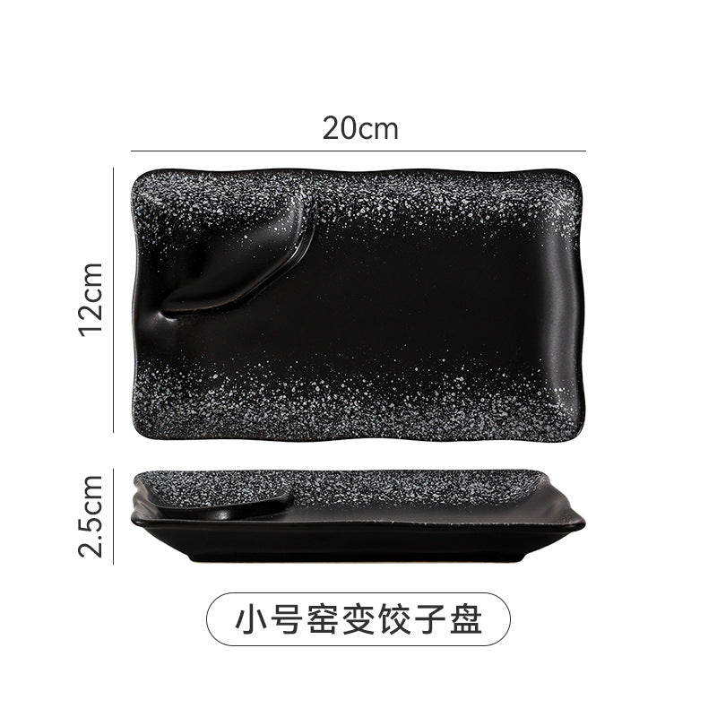 Sushi plate rectangular flat plate japanese ceramic tableware for homedumpling plate compartment plate creative western food plate dessert plate