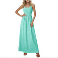 cross-border summer women's plaid square neck a-line casual beach vacation long sundress