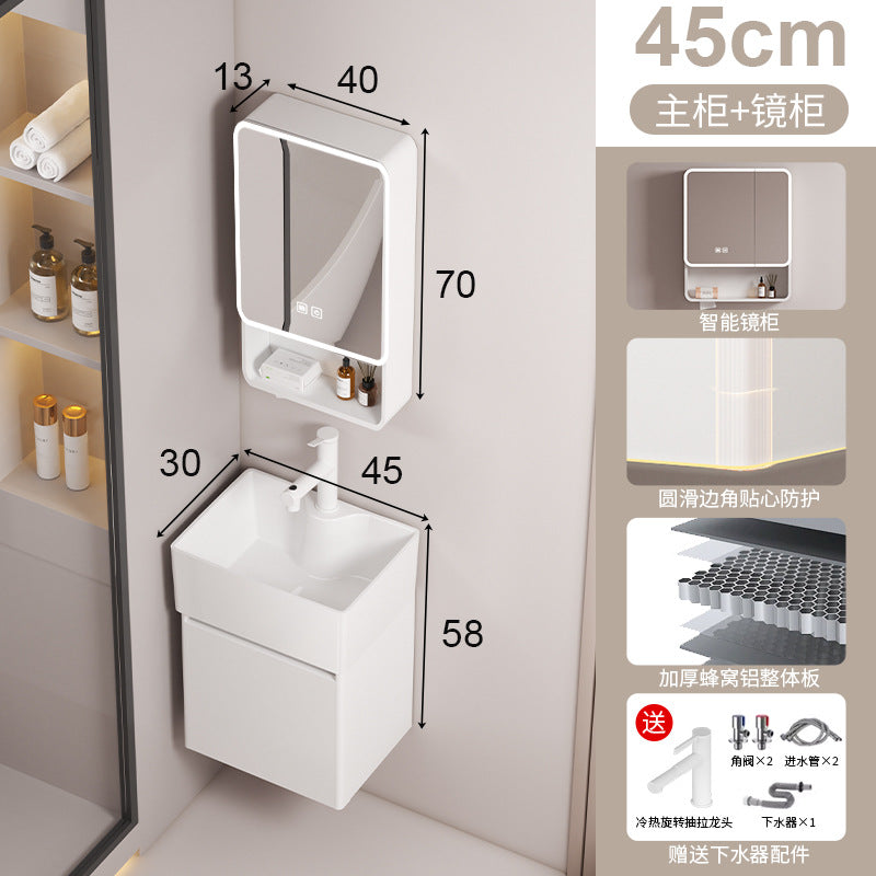 Small apartment circular arc bathroom cabinet deepened wash basin space honeycomb aluminum washbasin cabinet combined toilet washbasin