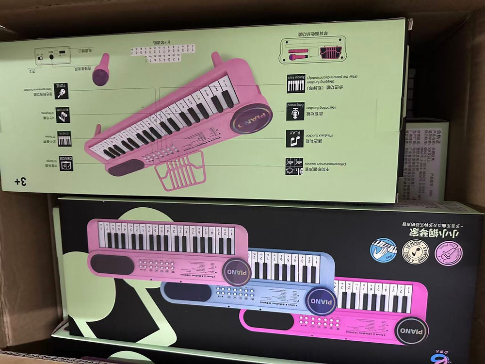 New children's piano 37-key multifunctional electronic keyboard - early education toy with microphone for girls
