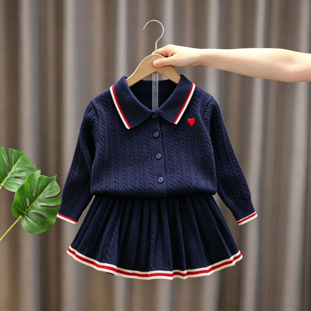 Kidssweater skirtfall and winternew arrivalpreppy styleknittingk-style stylesmallcable stitchsweater skirttwo-piece set