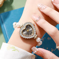 New arrivalfashionelegant small rhinestone women's watch heart diamond-encrusted preppy style small dial pearl bracelet watch