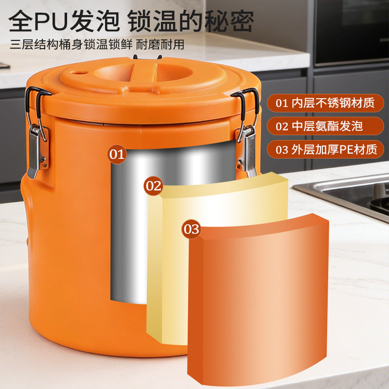 Stainless steel thermal insulation bucket, commercial stall special bucket, milk tea thermal insulation bucket, portable rice bucket, cold and hot braised soup bucket