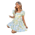 fashionsweetelegant floral casualelegance puff sleeve pastoral style printing holiday dress