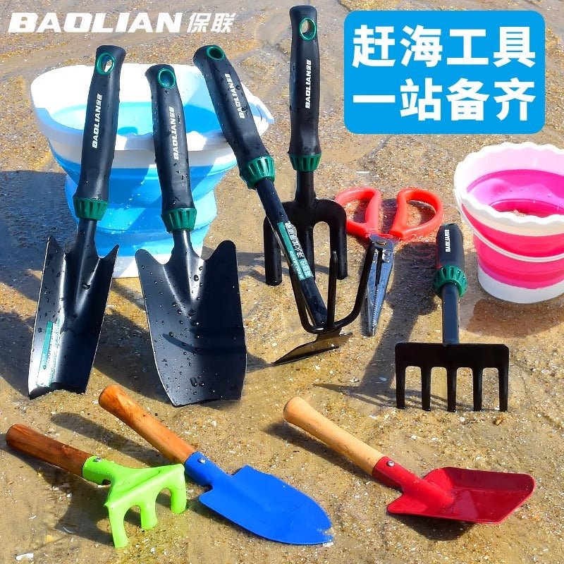 Baolian sea catching tool suit seaside digging clam shovel rake equipment digging tool kids beach three-piece set