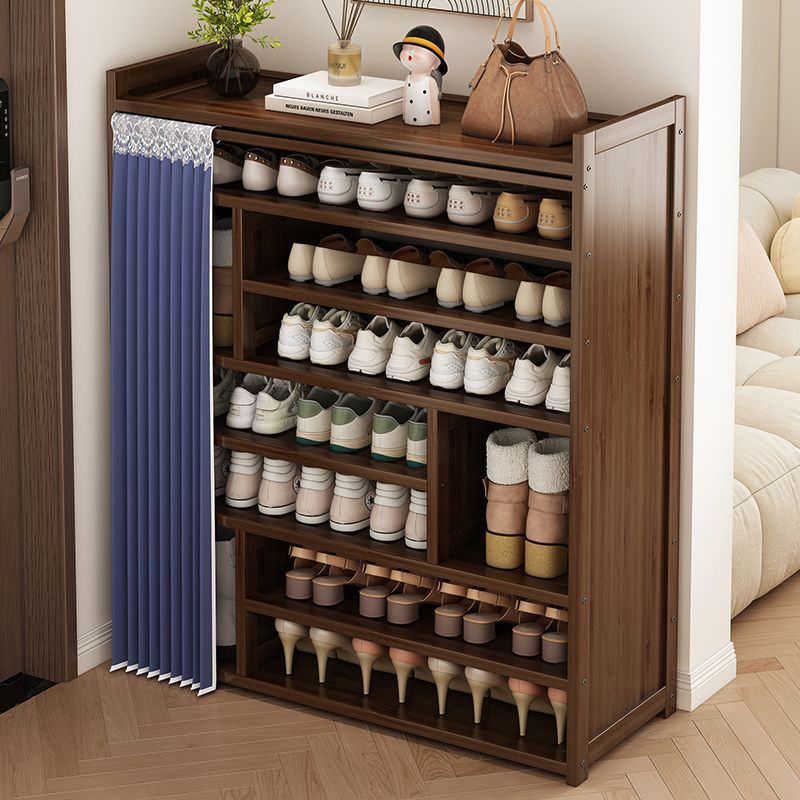 Simple shoe rack, multi-layer household entrance fully enclosed dormitory, solid wood provincial integrated storage rack dust-proof