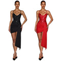 C7691 cross-border   fashion women's sexy strappy sequin cutout bodycon dress