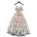 Evening gown high-end women's dress 2025 spring french sequin 3d floral waist-cinching spaghetti strap mesh dress
