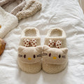 Kt cat casual women's lambswool slippers - autumn/winter cute cartoon warm non-slip home thick-soled closed-toe cotton slippers