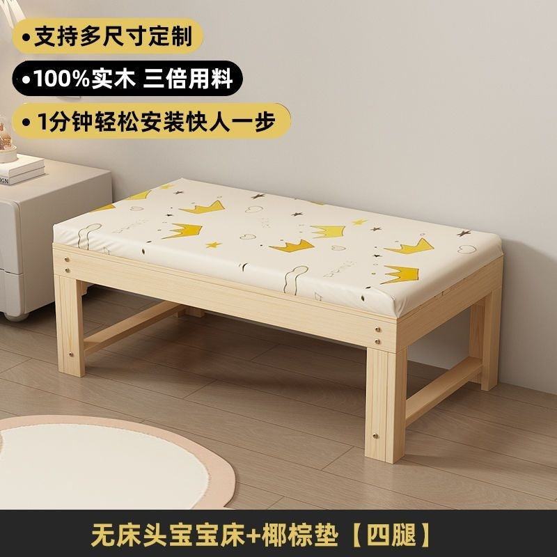 Solid wood spliced bed, queen size, extra wide side bed with guardrail, home baby crib, boy girl baby children's bed
