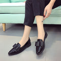 Springk-stylebows pointed toe casuallow ankleflats women's flatsflatscasual slip-on work clothing women's leather shoes
