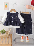 Girls' outfit set  new spring/autumn style - trendy and chic kids' spring collection - baby's little chic vest three-piece set - fashionable