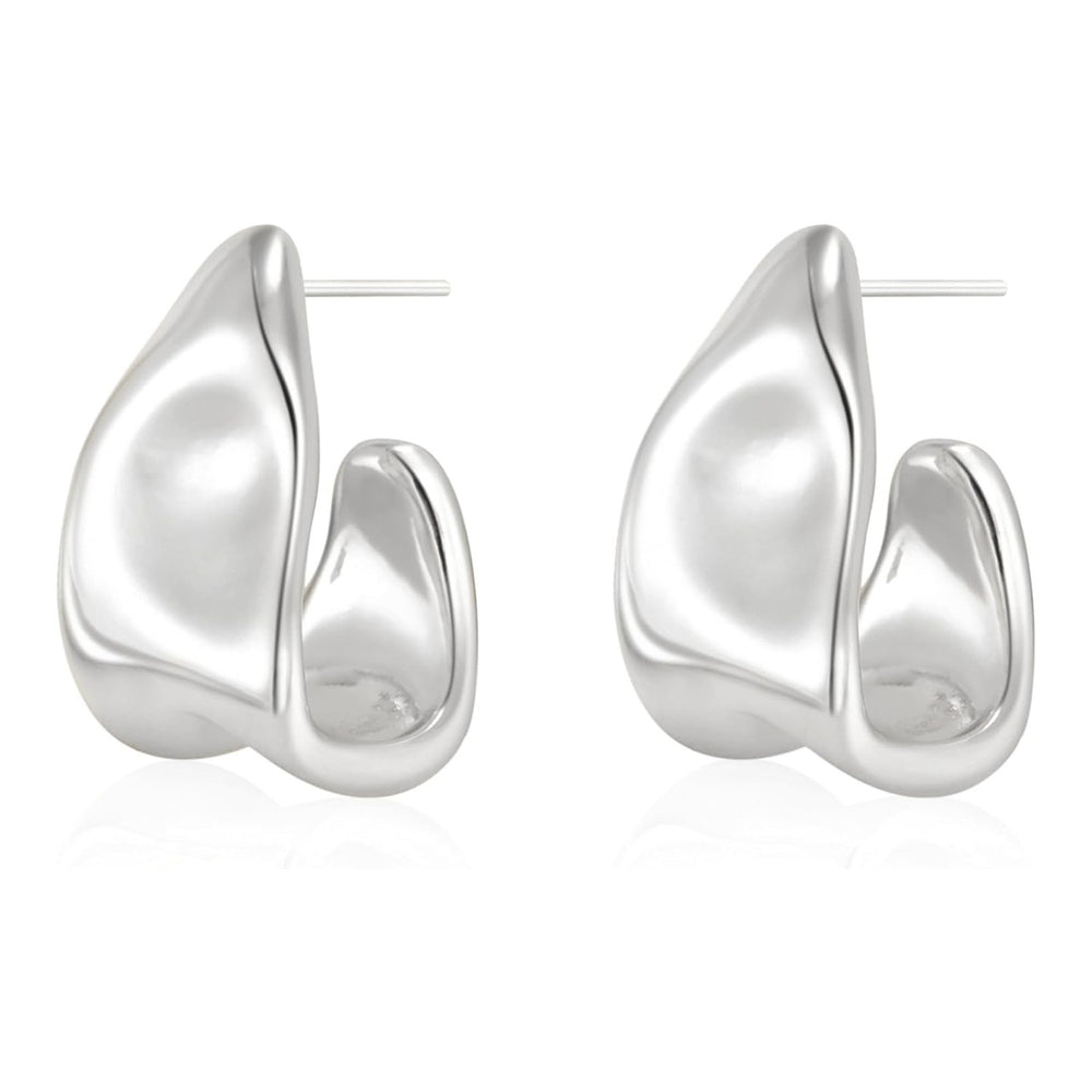 Ins fashion new european and american irregular geometric stud earrings, trendy women's earrings, copper-plated c-shaped asymmetrical earrings