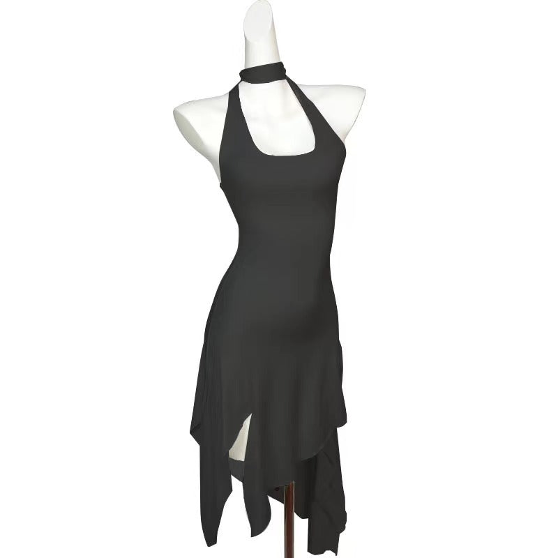 European and american cross-border sexy women's clothing:  summer new halter neck backless leopard print asymmetrical dress