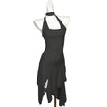 European and american cross-border sexy women's clothing:  summer new halter neck backless leopard print asymmetrical dress
