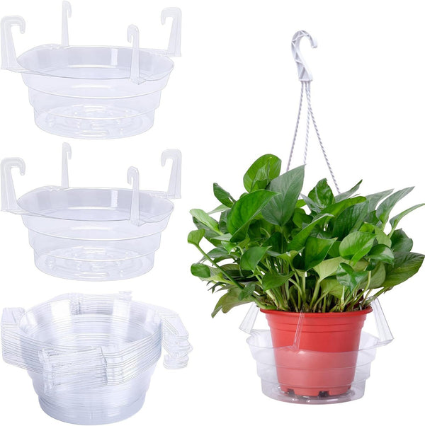 Cross-border transparent round plastic hanging basket hanging basket drip tray tray hanging indoor plant hanging basket flower pot bottom bracket