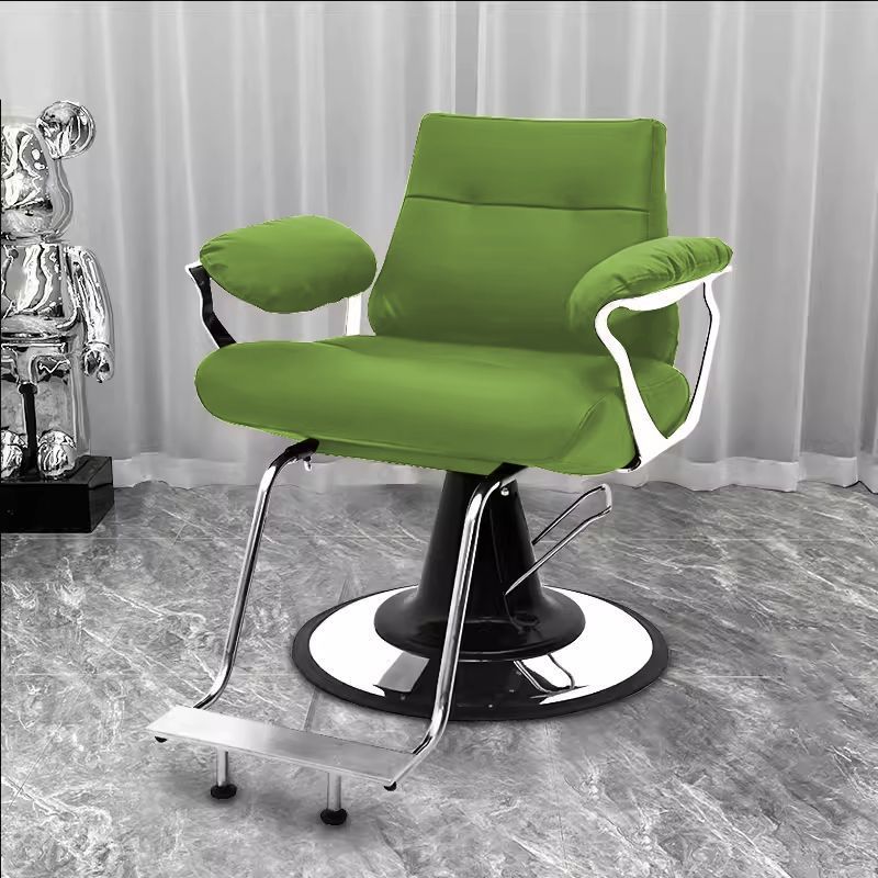 Influencer-approved barber chair - stainless steel, high-end salon chair for perming, dyeing, and cutting. features adjustable height, swivel function, and thickened padding. perfect for professional hair salons
