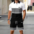 hot-selling men's polo shirt set, new summer two-piece casual short-sleeve and shorts set, dropshipping available