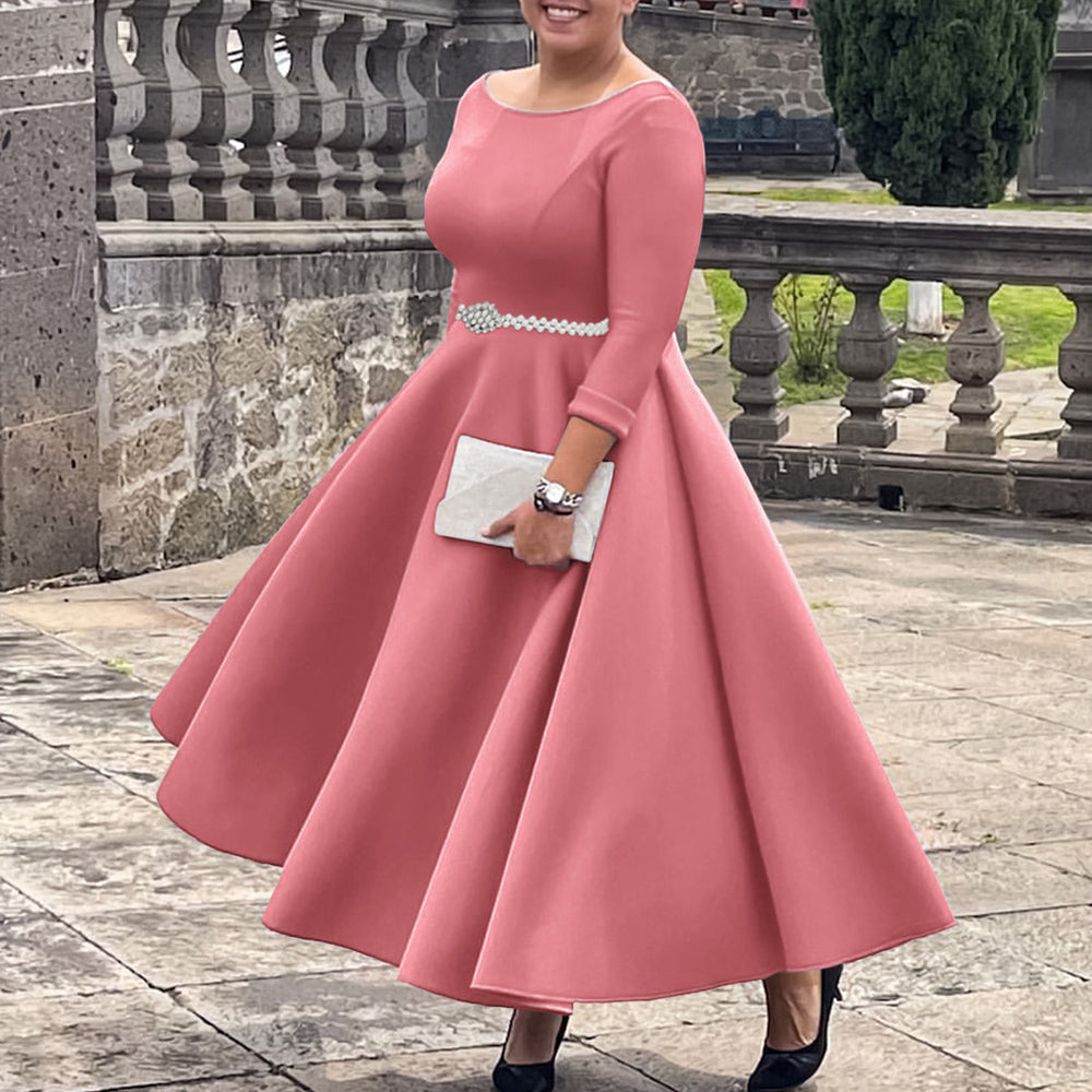 C8600   fall/winter new european and american solid color swing dress elegant evening gown foreign trade dress