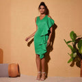 Special offer: women's ruffle-trimmed v-neck dress - cross-border trade, african-inspired solid color, new sexy slim-fit bodycon dress