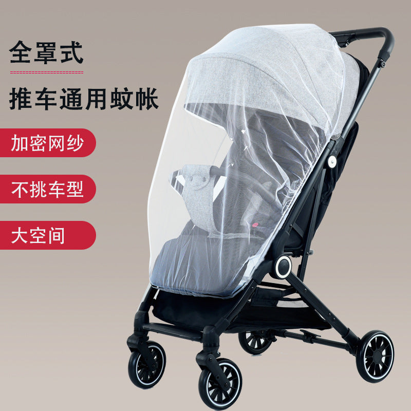 Universal full coverage mosquito net for strollers - baby carriage mosquito net cover with sunshade, wind protection, and mesh curtain - anti-mosquito net for pram/baby carriage