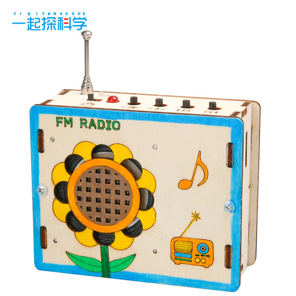 Science experiment children's mini radio wood technology small production primary school students DIY hand-assembled teaching toys