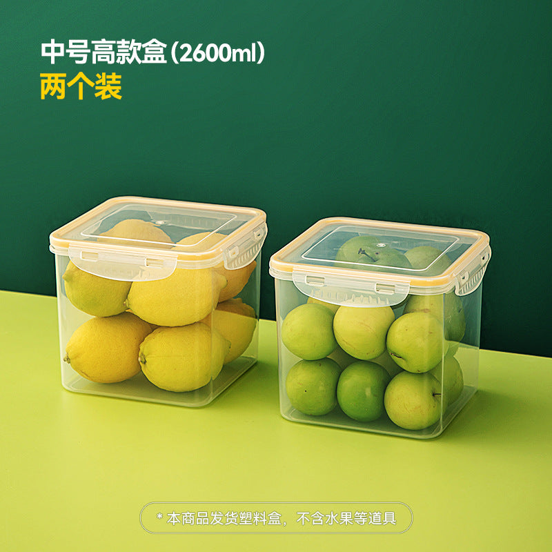 Kitchen finishing dustproof storage box with lid transparent refrigerator storage box food grade plastic food crisper