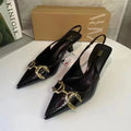 2024 summer women's pointed-toe decorated open-back high heel sandals, closed-toe pumps, low-cut casual stiletto mules