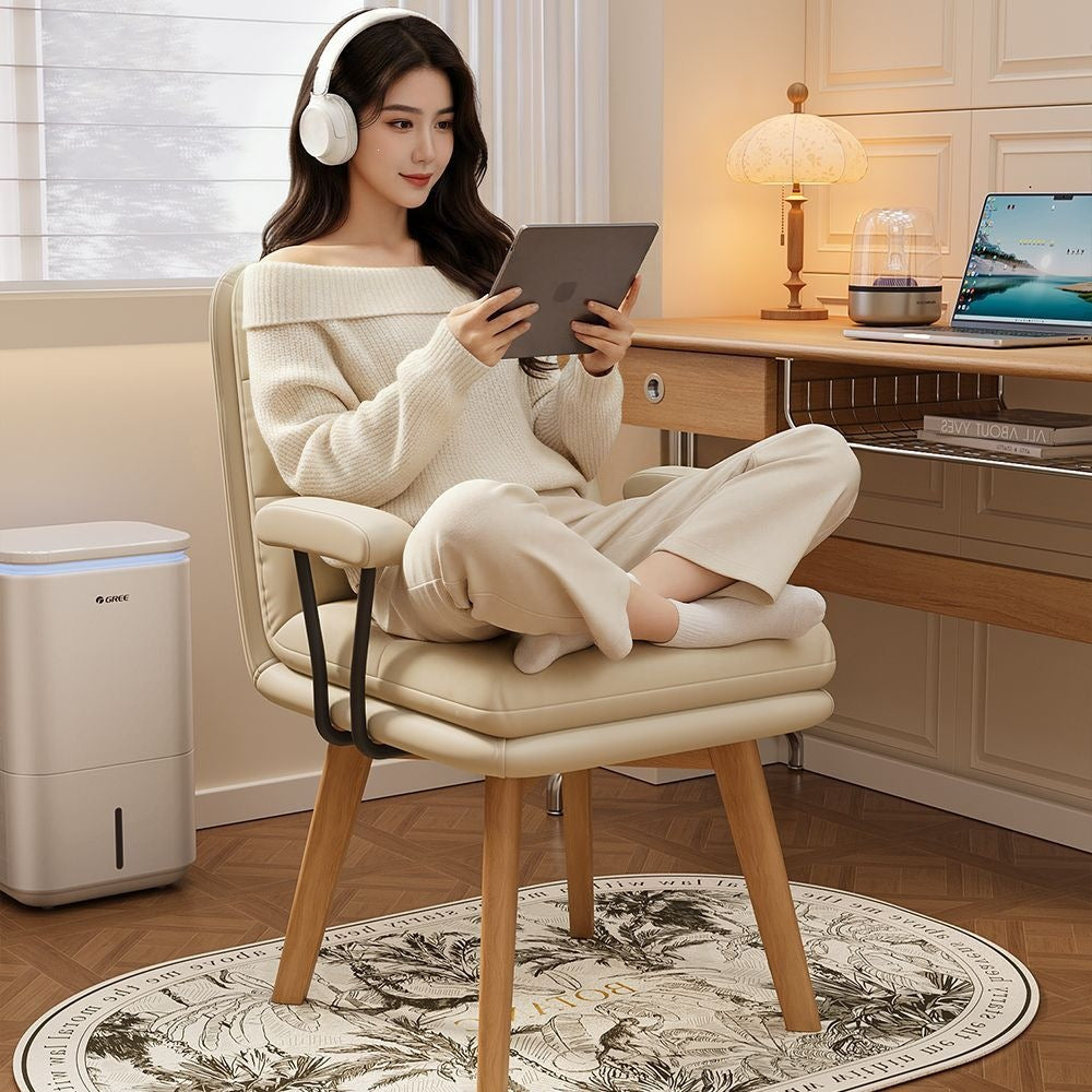Solid wood computer chair - swivel, backrest, makeup stool, office sofa seat, ergonomic desk chair for women's bedroom