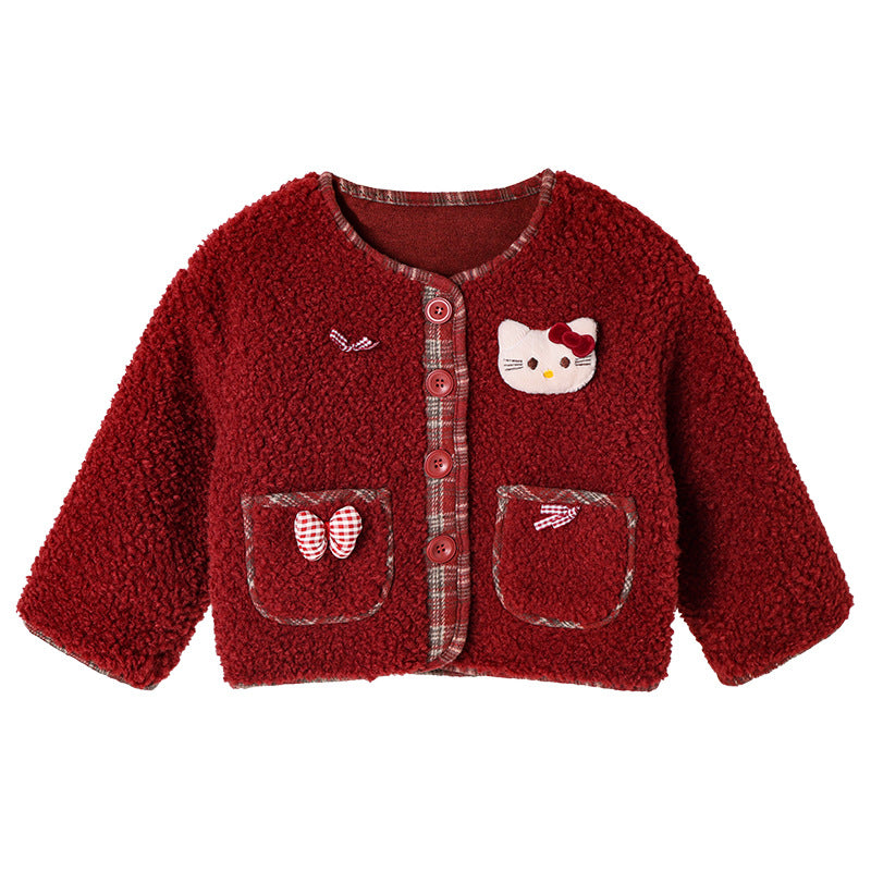 Girls' outerwear: autumn/winter  new styles - chic baby princess kids' lambswool top