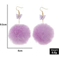 European and american cross-border new jewelry fashion mink stuffed ball pendant earrings european and american creative fall and winter butterfly earrings