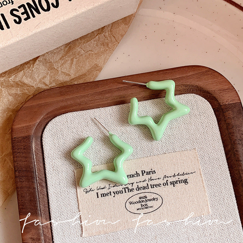 Dopamine colorful star earrings - women's high-end, unique design, statement studs, student jewelry
