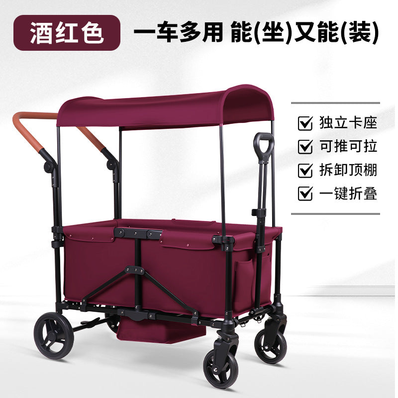 Baby stroller large cart camping cart camping stroller outdoor foldable stroller camping double kids stroller