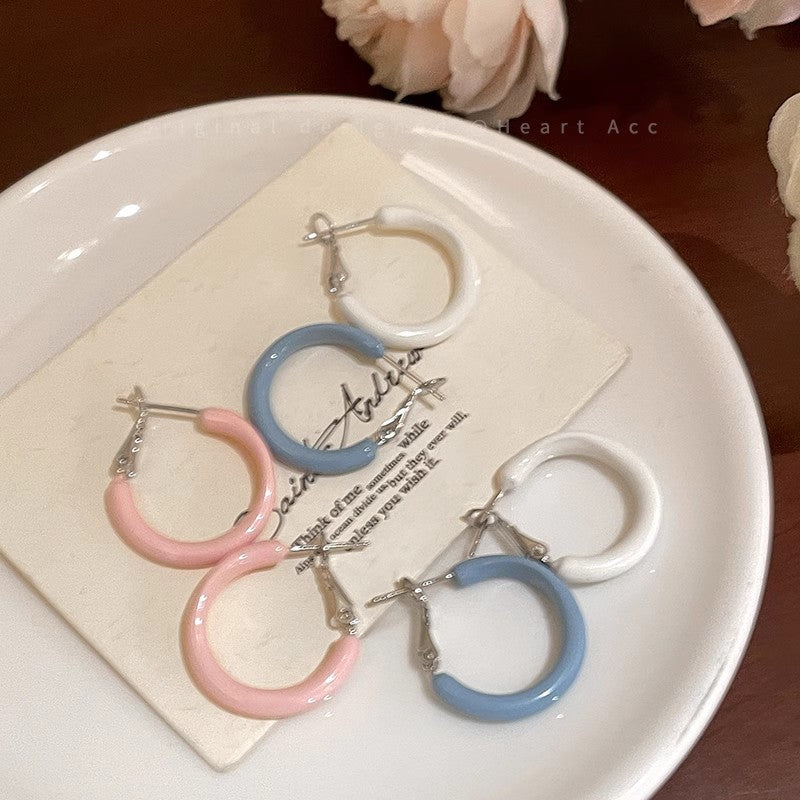 Summer dopamine color block enamel hoop earrings - women's luxury, high-end, elegant stud, hoop, and clip-on earrings