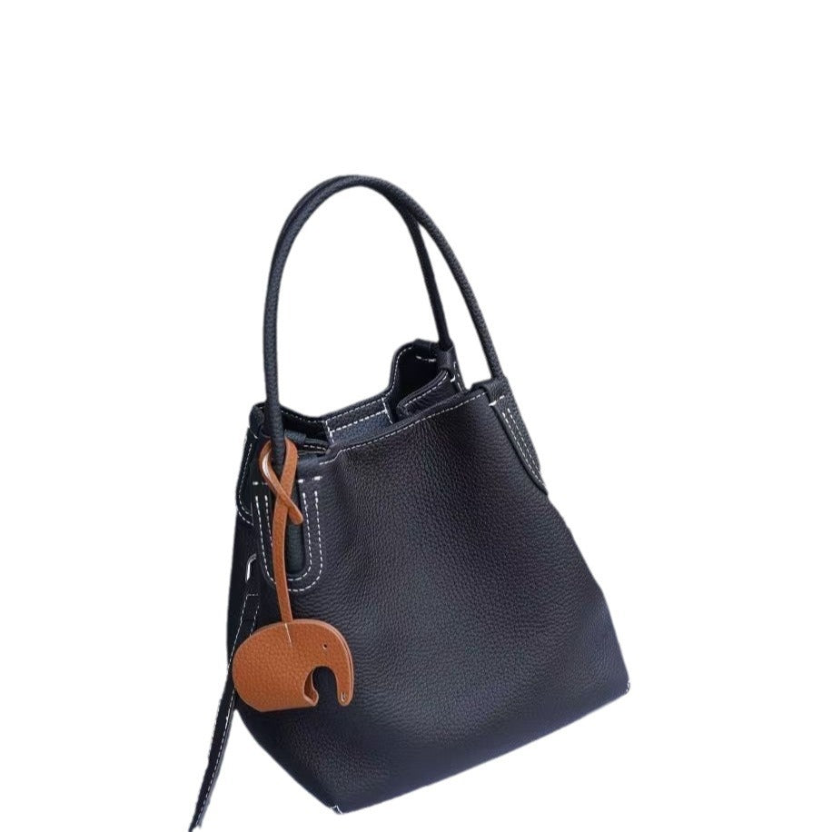 New arrivalniche style vegetable basket classyfashiontrendysatchel crossbody bag first layer cowhide bucket bag casual practical