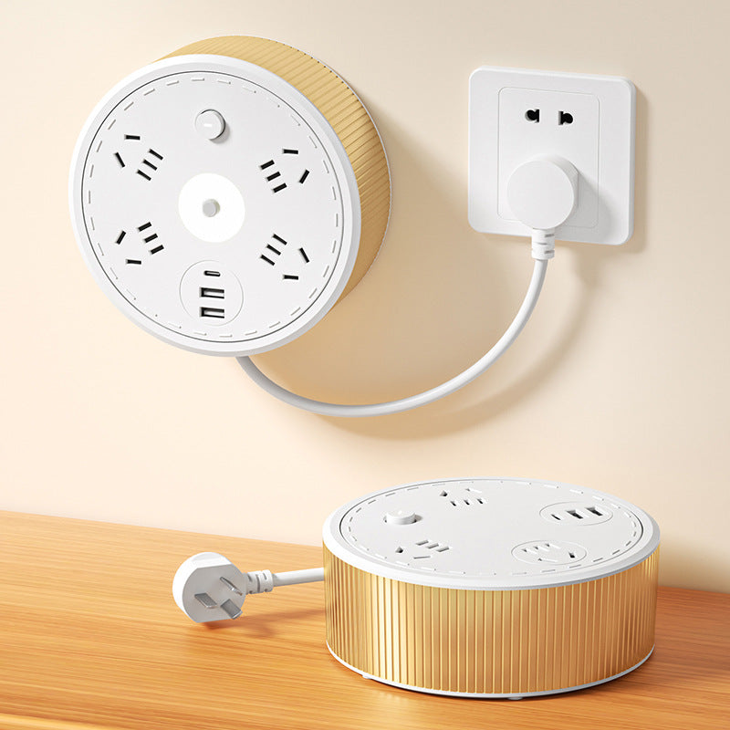 Round retractable socket multi-functional telescopic power strip dormitory power strip usb power strip for home power strip long line