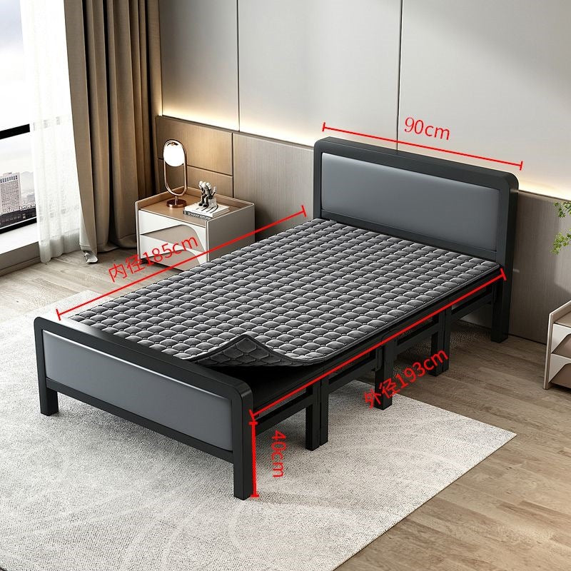 Folding bedfor homedouble iron frame bed with mattress rental house simple bed hard bed office lunch break bed single