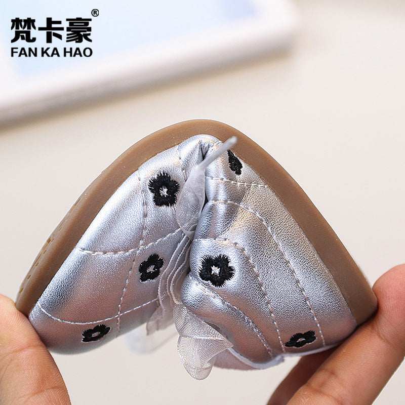 Vancahao kids flower white shoes soft bottom toddler shoes autumnew arrival german training sneakers women's sports shoes