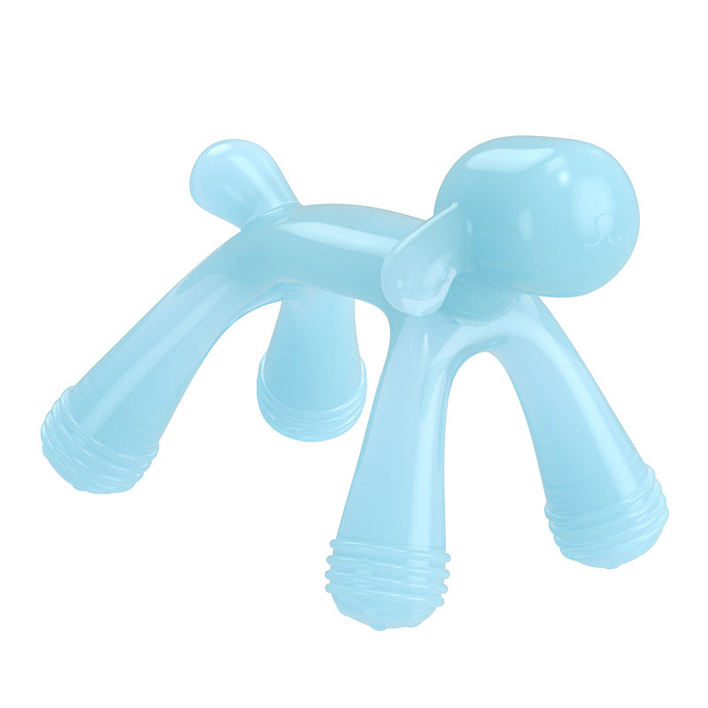 Baby teething glue, cartoon dog biting glue biting music boiled food grade silicone anti-eating hand baby grinding stick