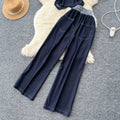 High-end women's summer outfit featuring a stylish v-neck sleeveless single-breasted top and a casual wide-leg pants two-piece set