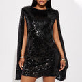 2025 spring new amazon fashion stand collar sequin dress - european & american style, loose fit women's mini dress