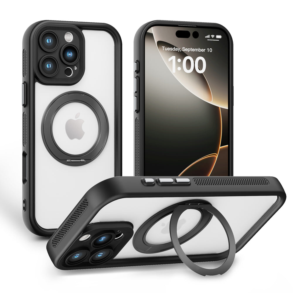 Suitable for iphone16 two-in-one magnetic holder mobile phone case 360 degree apple 15 rotating holder pc fulcrum case