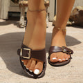 Fashionexportplus size buckle flats slippers women's cross-border retro lightweight beach slippers slippers