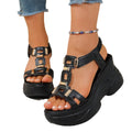 Wholesale women's plus size double buckle flat flip-flops - cross-border retro casual lightweight beach sandals