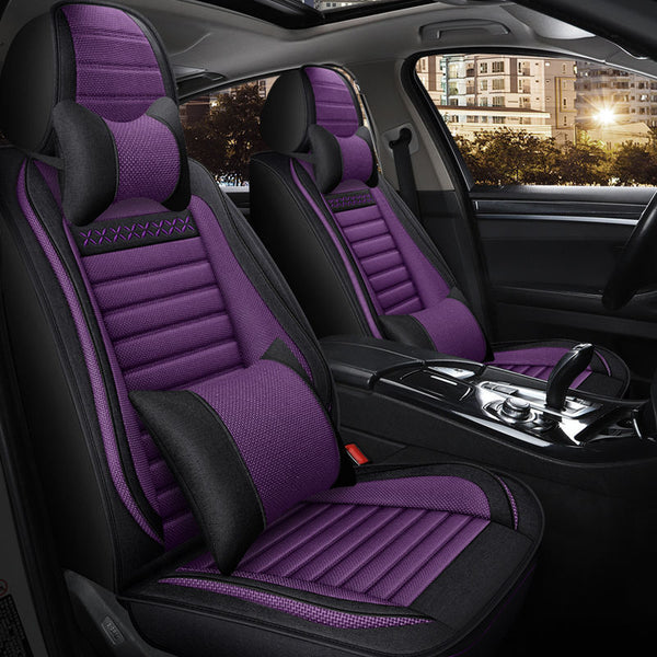 Five-seat fully enclosed car seat cushion cover, four-season universal seat cover, linen seat cover, fabric seat cushion, breathable seat cover, summer
