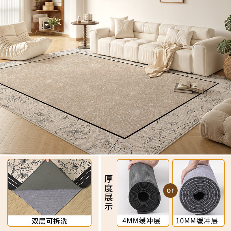 Removable and washable carpet, living room, machine washable, french medieval double layer, detachable sofa, coffee table, floor mat, bedroom bedside blanket