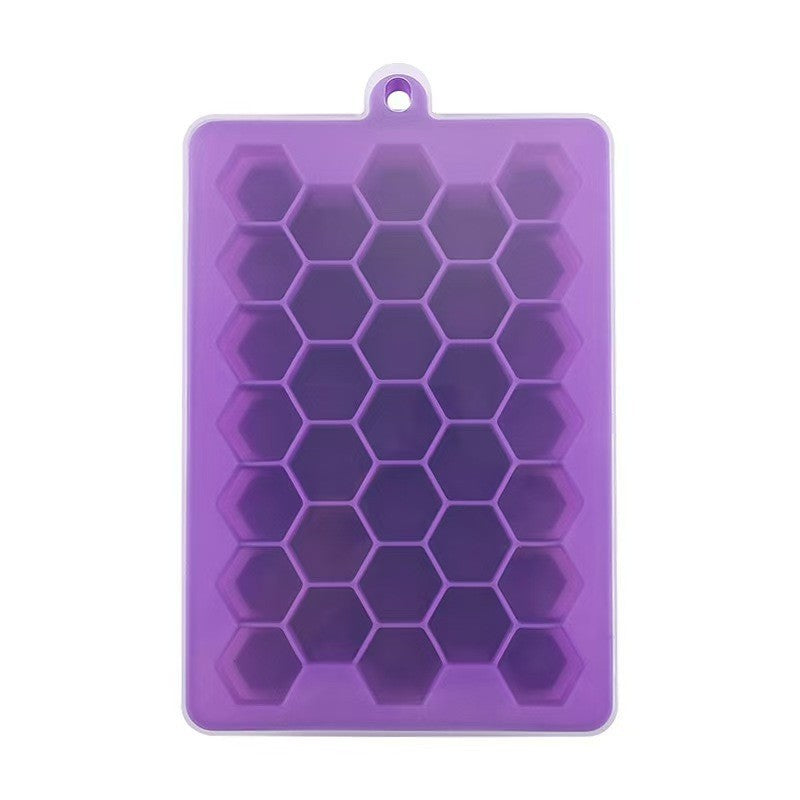 33 grids of food-grade household silicone ice grids, household honeycomb ice grids with lids, self-made model honeycomb baby food supplement boxes